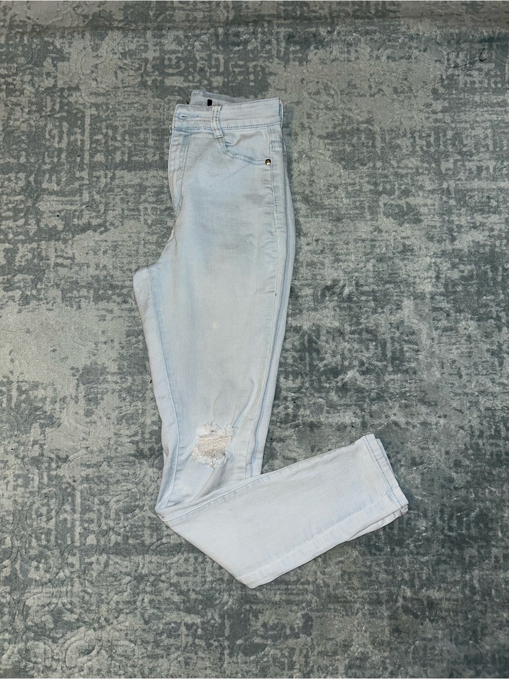 Light Blue High Rise Distressed Skinny Jeans